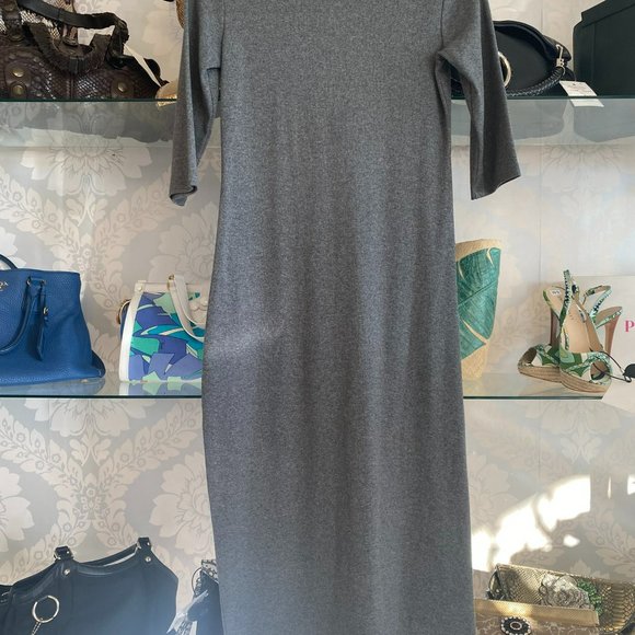 THEORY Melange Gray 3/4 Sleeve Knit Sheath Dress Style#L0224629 - Picture 6 of 9